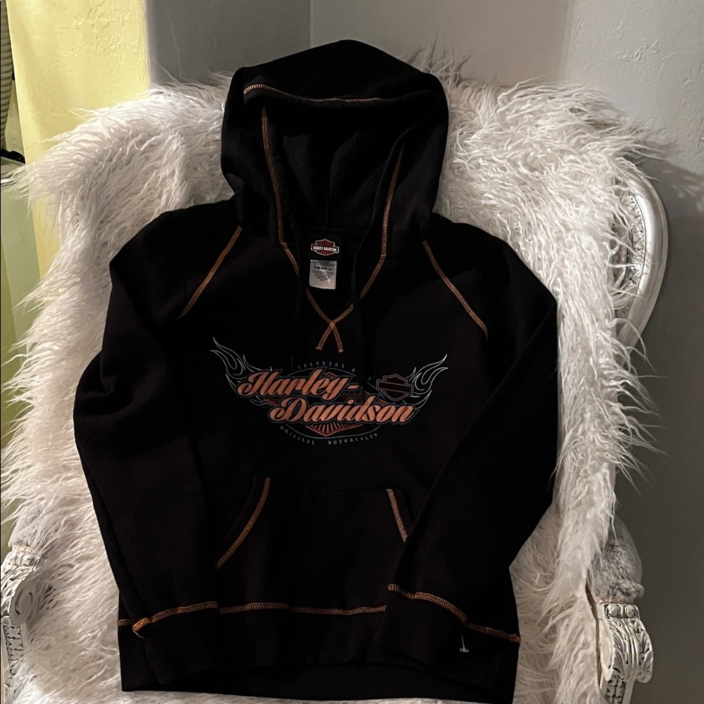 Harley-Davidson Black and Orange Men's Sweater